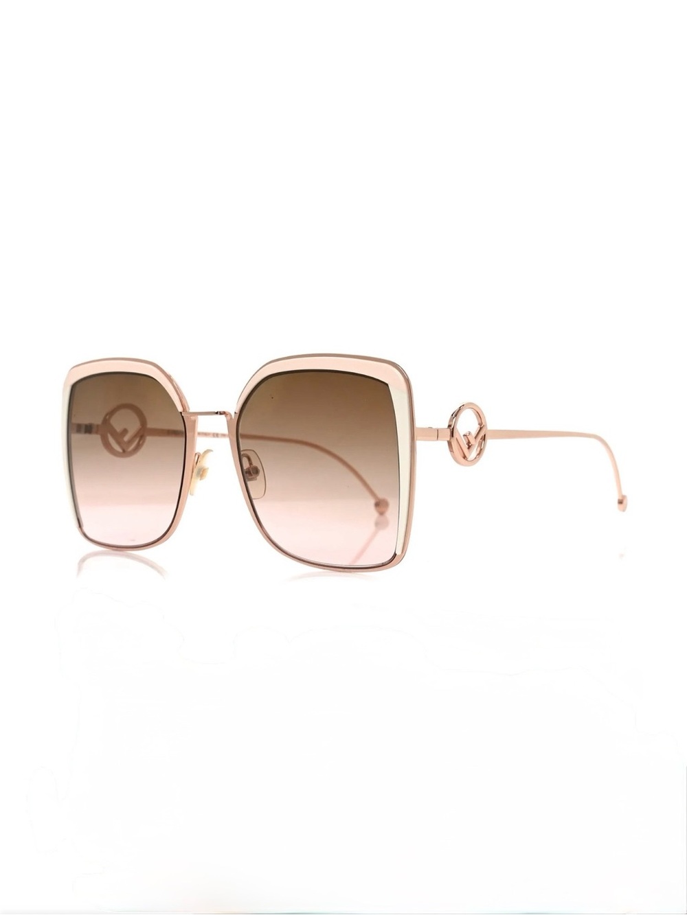 Fendi Metal Acetate F is Fendi Square Sunglasses FF 0294/S Rose Gold/Brown Lens